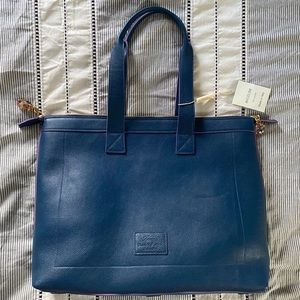 TERRIDA Leather Navy Tote Luxury Travel Bag Italy